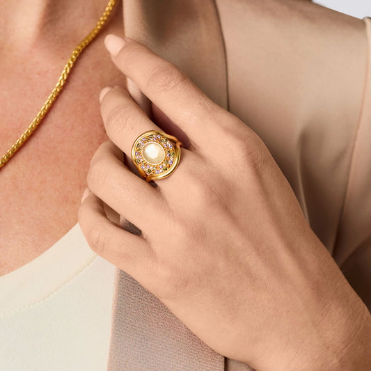Julie Vos - Ring - Stardust Statement - Iridescent Champagne - Findlay Rowe Designs
