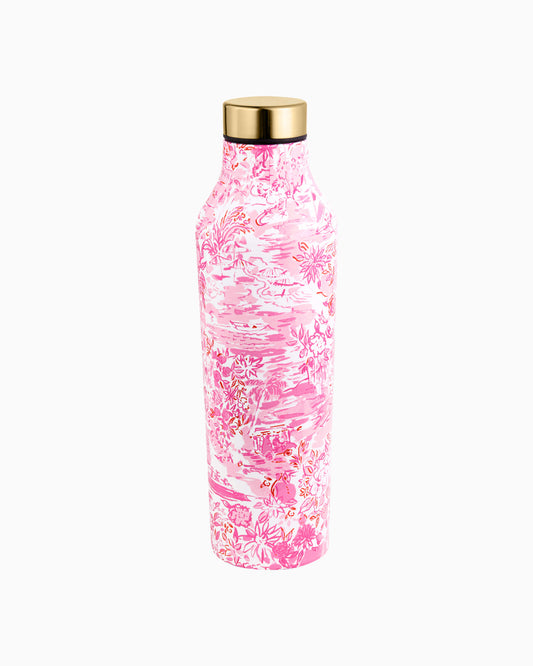 Lilly Pulitzer- Stainless Steel Water Bottle- Peony Pink Seaside Scene