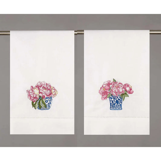 Towel - Cloth -  Pink Flowers Chinoiserie Pot - Findlay Rowe Designs