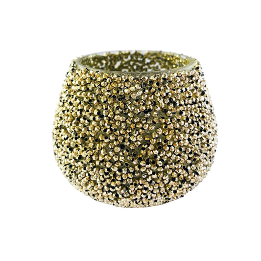 Votive Holder - Glass Beaded - Antique Gold - Findlay Rowe Designs