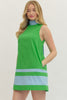 Entro - Dress - Mini - Sleeveless High Neck Bow - Green Light Blue - Findlay Rowe Designs
