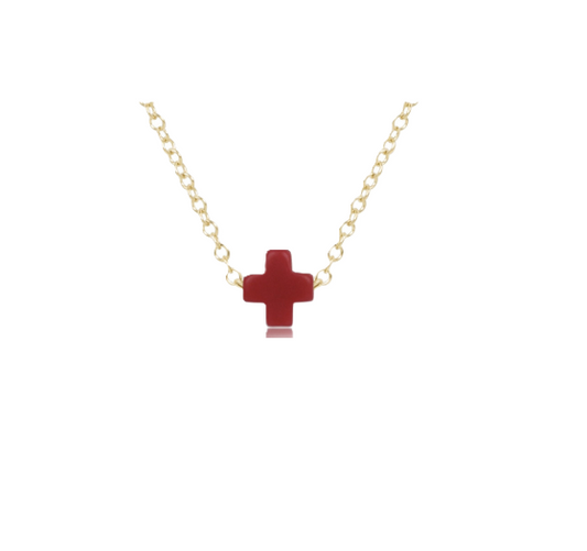 Enewton - EGirl 14in Necklace Gold - Signature Cross Small - Red - Findlay Rowe Designs