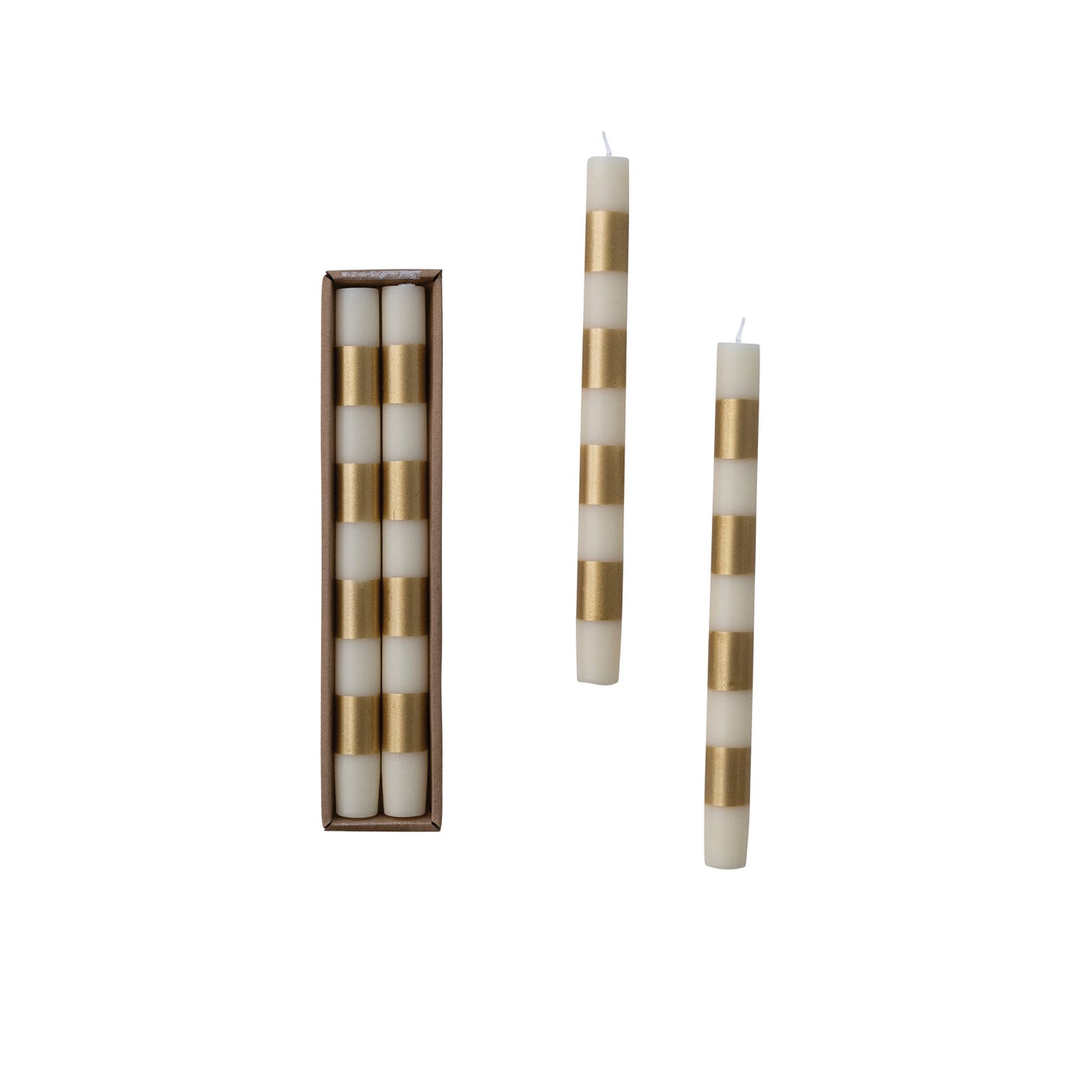 Tapers - Cream Gold Stripe - Set of 2 - Findlay Rowe Designs
