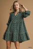 Umgee - Dress - Retro Geo Print Tiered Tunic - Green - Findlay Rowe Designs