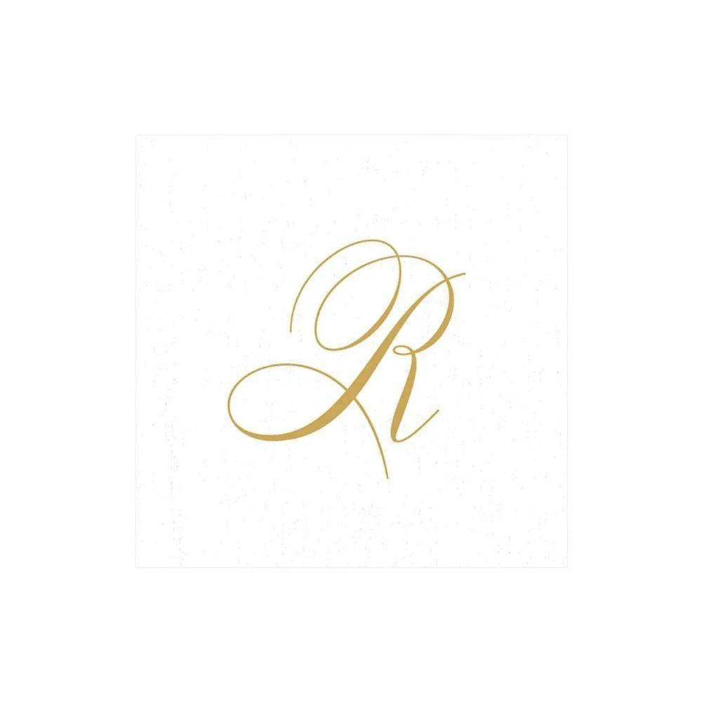Caspari - Cocktail Napkins - White Pearl Initial Paper Linen - Box of 30 - Findlay Rowe Designs