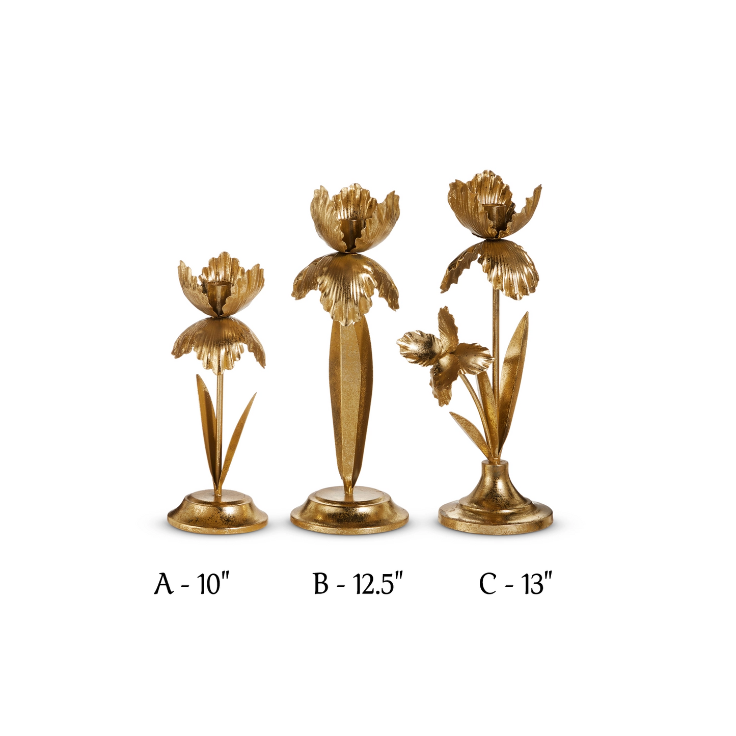 Raz Imports - Taper Candle Holder - Flower - Gold - Findlay Rowe Designs