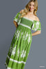 Umgee - Dress - Santorini Breeze Smocked Midi - Green