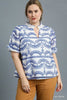 Umgee - Top - Embroidered Puff Sleeve Blouse - Off White Blue