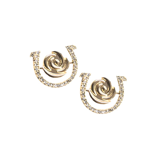 Kentucky Derby® Horseshoe Rose Pavé Stud Earrings