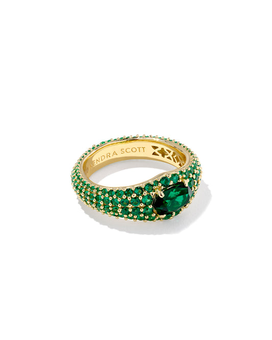Kendra Scott - Ring - Bella Band Dark Green Crystal - Size 8