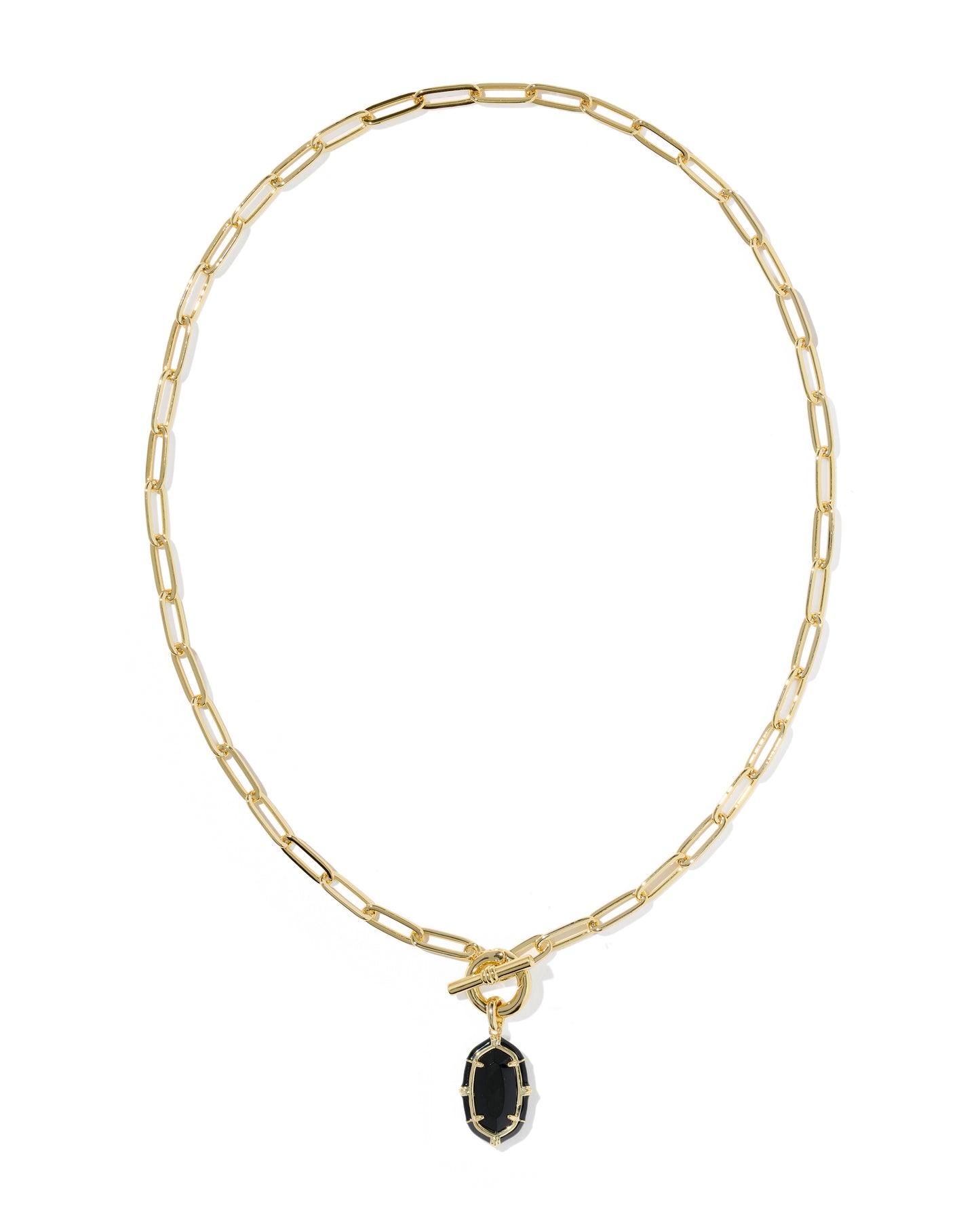 Kendra Scott - Necklace -   Elisa Gold Enamel Link and Chain - Black Agate - Findlay Rowe Designs