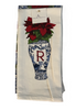 Hand Towels - Poinsettia Chinoiserie Vase - Initial