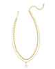 Kendra Scott- Deliah Gold Multi Strand Necklace in Iridescent Pink White Mix