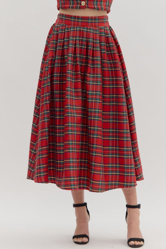 Skirt - Red Plaid Midi