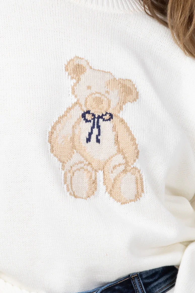 Sweater - Teddy Bear - White - Findlay Rowe Designs