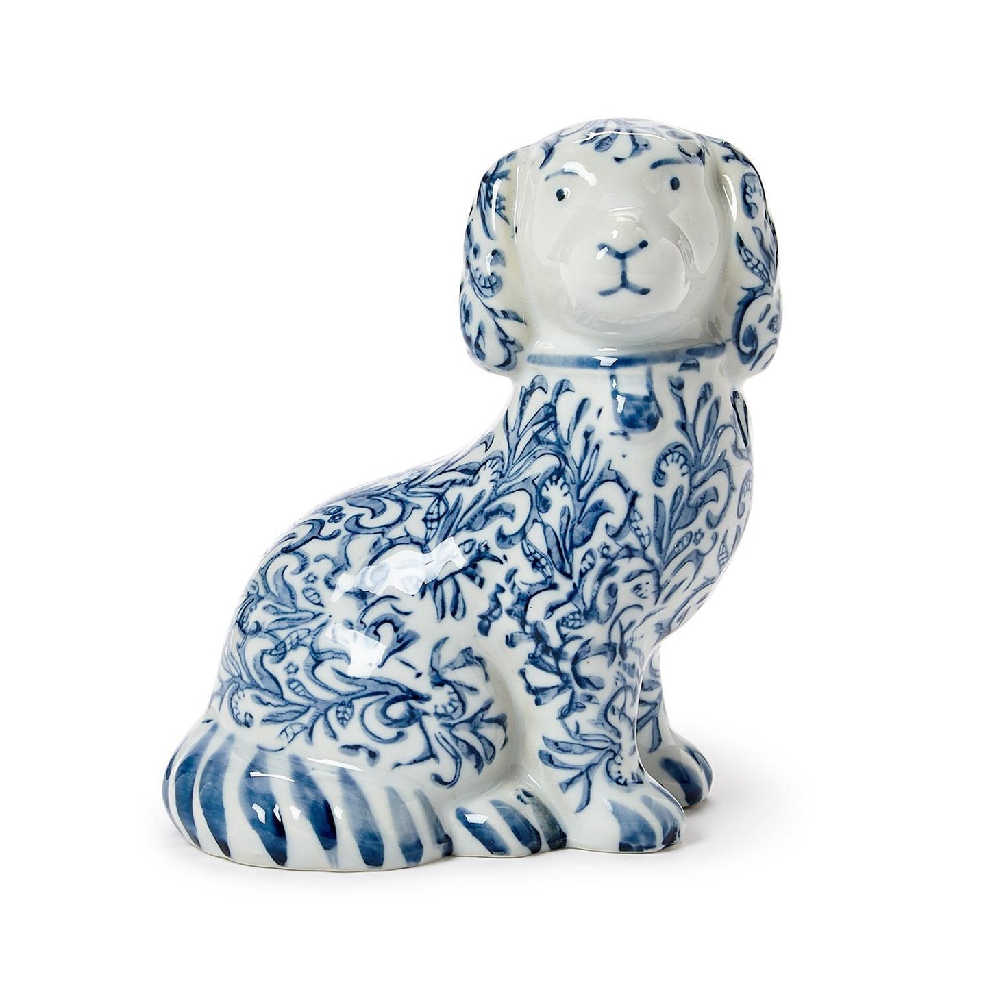 Objet d'Art - Staffordshire Dog - Chinoiserie Hand-Painted - Blue and White