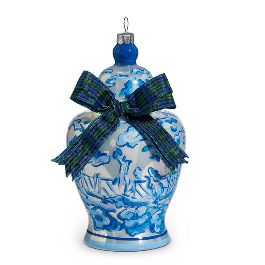 Ornament - 6" Ginger Jar with Black Watch Bow
