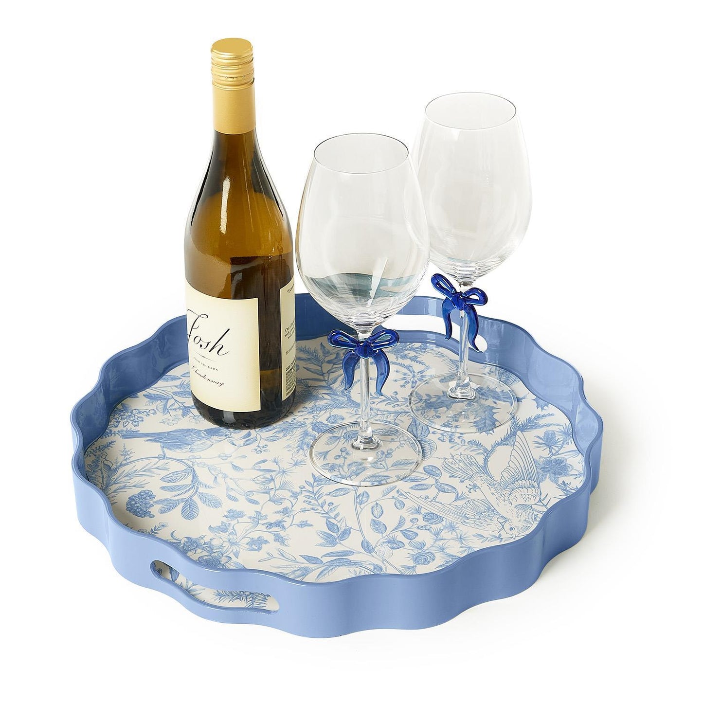 Scalloped Lacquered Tray - Gilded Cottage - French Blue