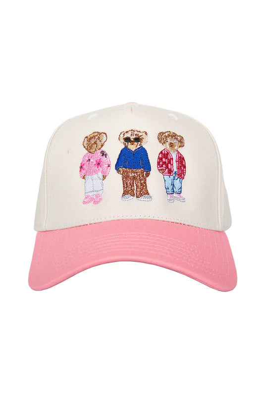KatyDid - Teddy Bears Trucker Hat - Pink Tan - Findlay Rowe Designs
