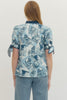 Entro - Top -  V-neck Tie Sleeve - Blue - Findlay Rowe Designs