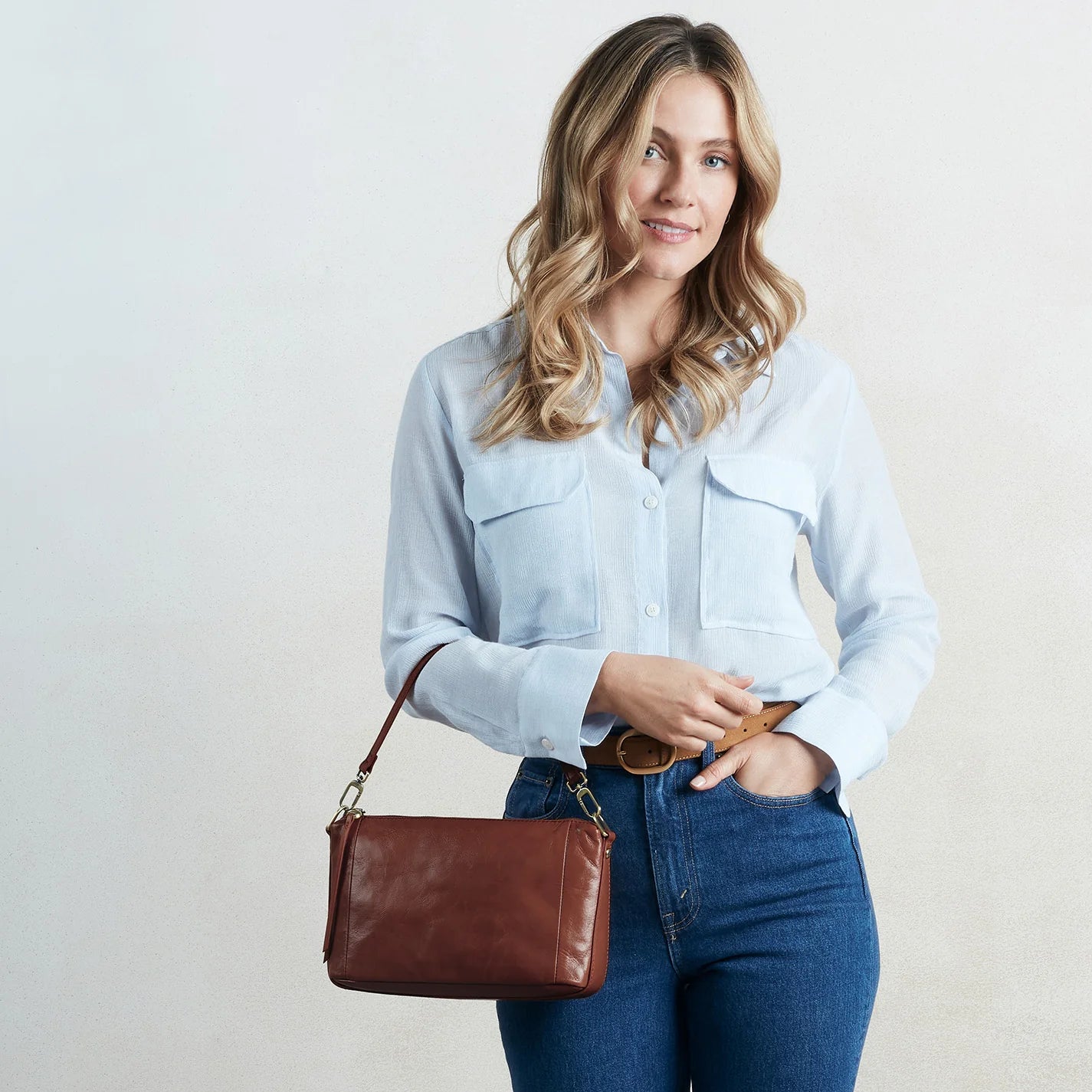 Hobo - Darcy Carry-All Crossbody - Polished Leather - Harvest Root