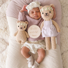Cuddle + Kind - Baby Honey Bear - Ivory Floral - Findlay Rowe Designs