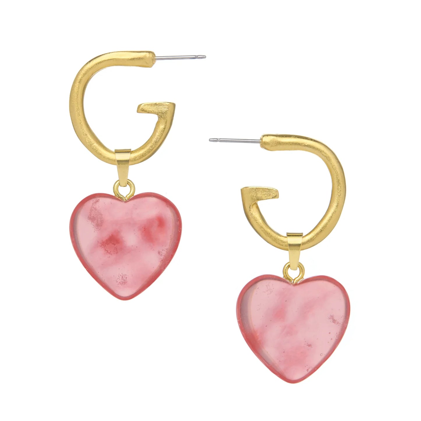 SUSAN SHAW - Gigi Heart Earrings - PINK QUARTZ