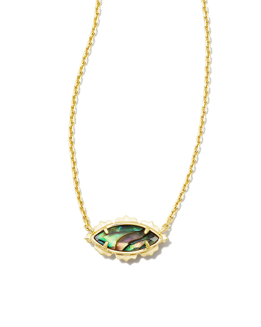 KENDRA SCOTT- Genevieve Gold Short Pendant Necklace in Abalone