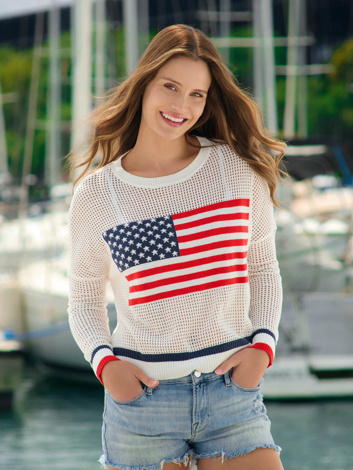 Shiraleah -  Mesh Sweater - American Flag - Findlay Rowe Designs