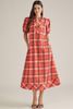 Entro - Dress - Midi Puff Sleeve - Red Black Plaid - Findlay Rowe Designs