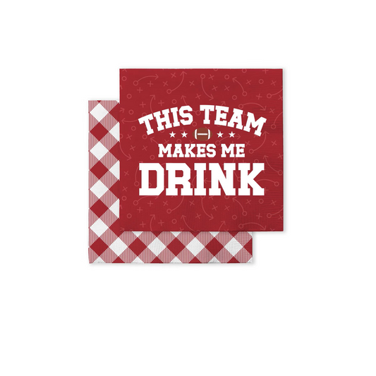 Swig - Cocktail Napkins - This Team Makes Me Drink - Crimson