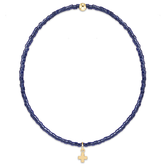 Enewton - Hope Classic Navy Bracelet - Signature Cross Small Gold Charm