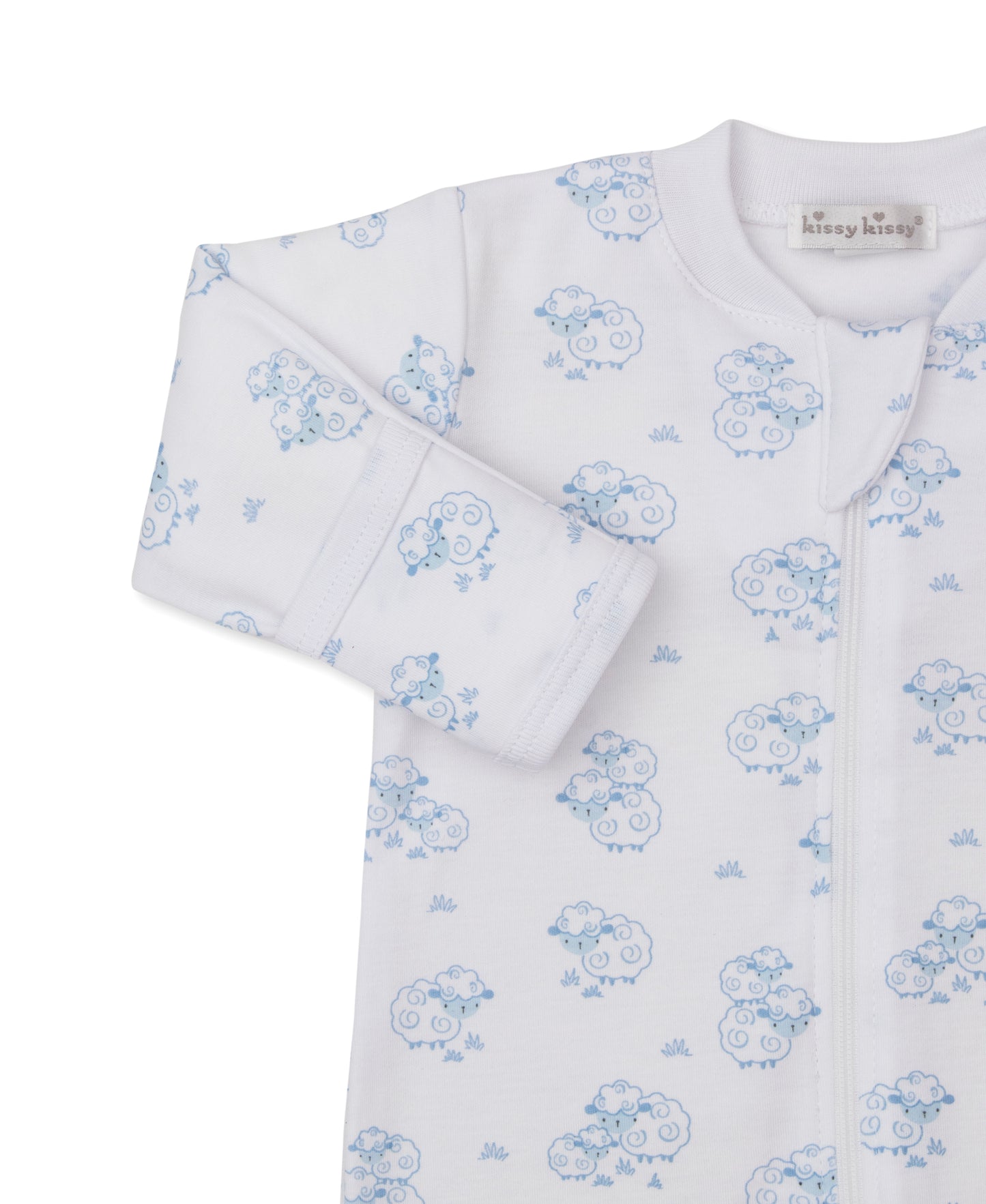 Kissy Kissy - Zip Footie - Sweet Sheep - Blue - Findlay Rowe Designs