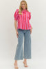 Entro - Top - Puff Sleeve - Pink Red Stripe - Findlay Rowe Designs