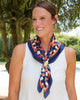 Caroline Hill - Scarf - Hollis Leopard Scarf Navy Orange - Medium