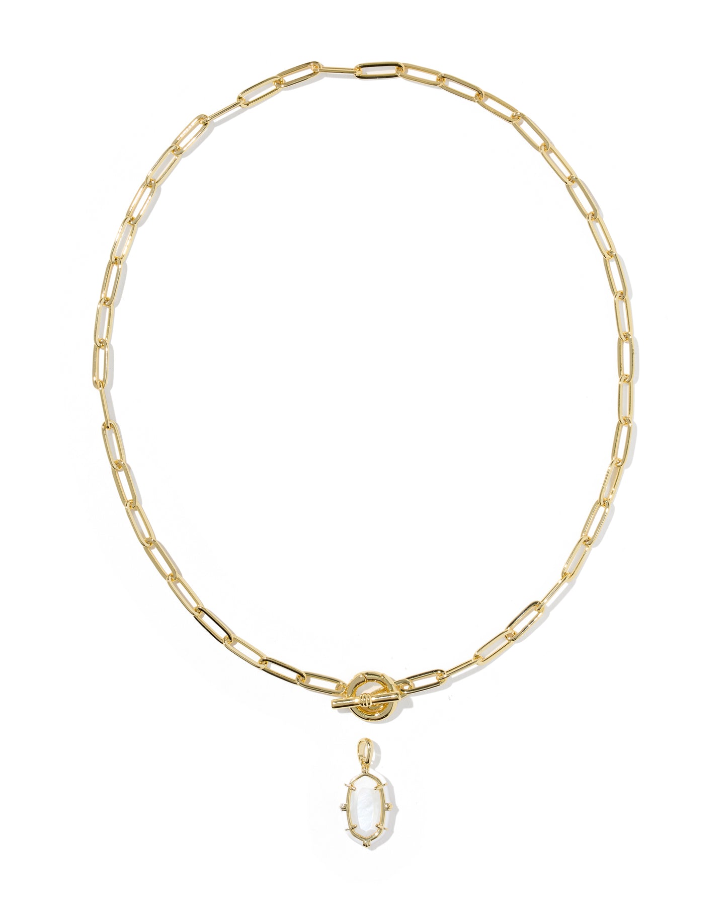 Kendra Scott - Necklace -    Elisa Gold Enamel Link and Chain -  Gold White Mother Of Pearl - Findlay Rowe Designs