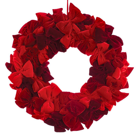 Allstate Floral - 30" Velvet Bow Wreath - Red - Findlay Rowe Designs