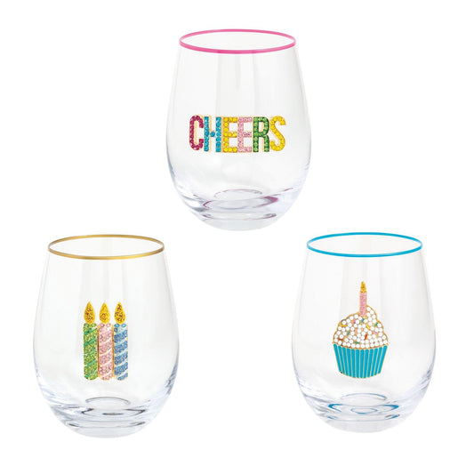 Mud Pie - Stemless Wine Glass - Beaded Birthday - Findlay Rowe Designs