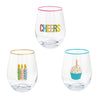 Mud Pie - Stemless Wine Glass - Beaded Birthday - Findlay Rowe Designs