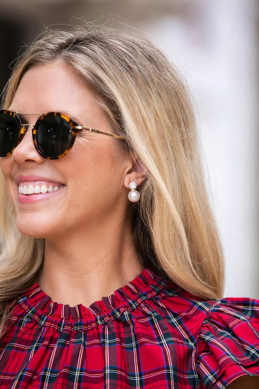 Lisi Lerch - Earrings - Carolyn - Big Rhinestone and Pearl Stud