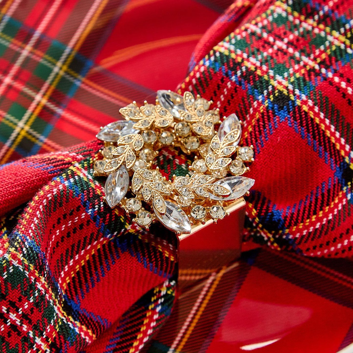 Napkin Rings - Jeweled Wreath Square - Set of 4 Gift Boxed - Findlay Rowe Designs