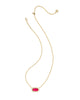 Kendra Scott - Necklace - Elisa Bezel Short Pendant - Gold Carmine Red Illusion