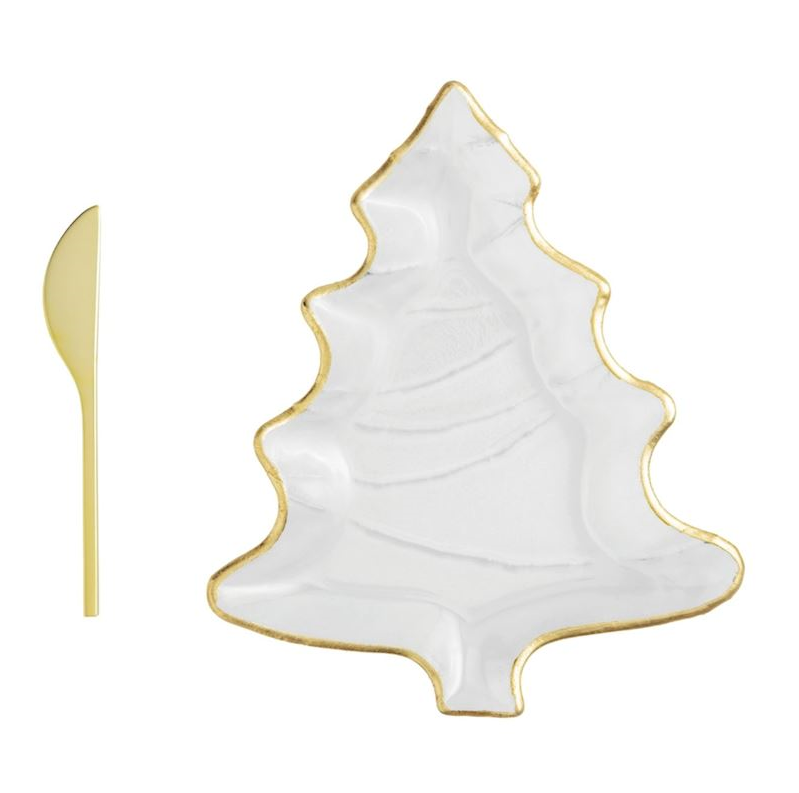 Mud Pie - Christmas Gold Cheese Plate Set - Tree