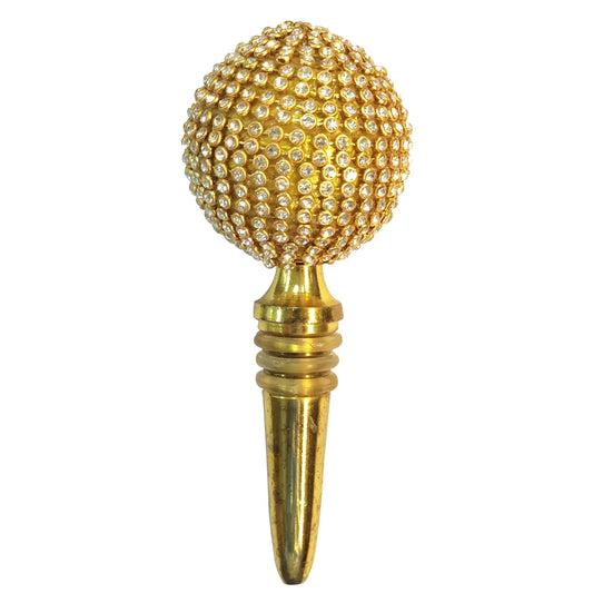 Bottle Stopper - Beaded Round Ball - Gold