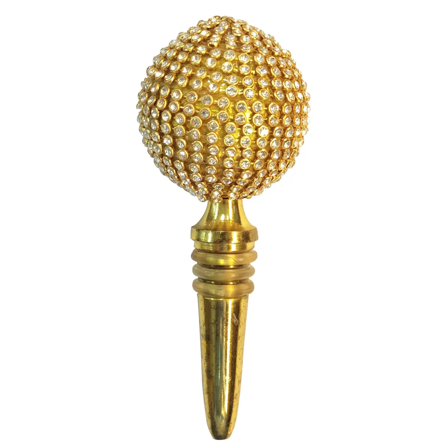 Bottle Stopper - Beaded Round Ball - Gold