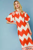Umgee - Dress - Midi Geometric Print Puff Sleeve - Poppy