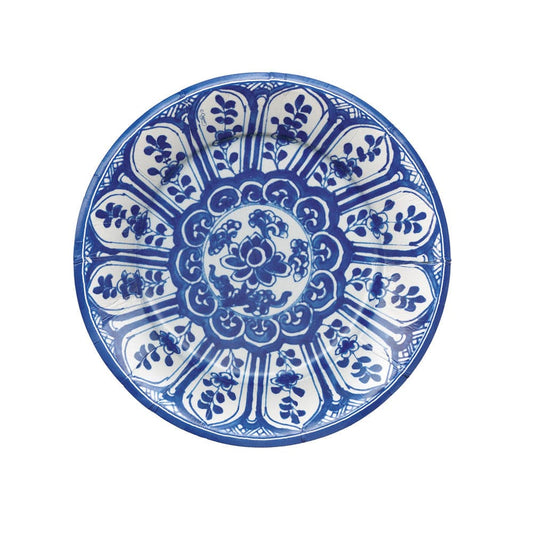 Caspari - Salad Dessert Plates - Indigo Garden Blue White - Findlay Rowe Designs