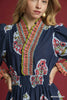 Umgee - Dress - Boho Floral Maxi Ruffle Collar  - Midnight Mix