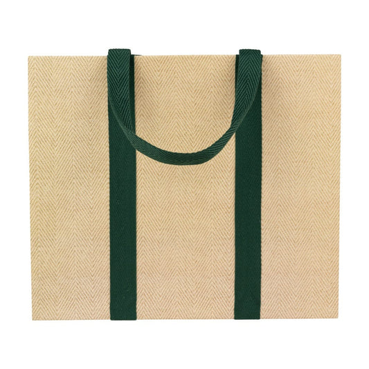 Caspari - Gift Bag - Jute And Twill Large Natural & Hunter - Findlay Rowe Designs