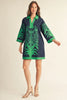 Jodifil - Dress - Mini 3/4 Sleeves Baroque Floral - Navy Green - Findlay Rowe Designs